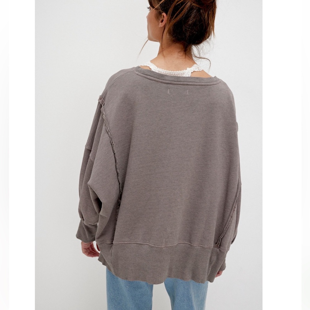 NEW Free People x We The Free Camden Sweatshirt in Phantom Heather - Picture 3 of 8